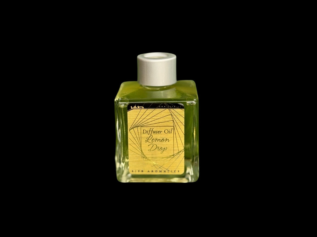 Sifr Aromatics 100ml Lemon Drop diffuser oil in a glass container, a lively citrus home fragrance with a clean, cheerful finish