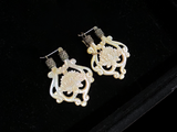 Lotus Earrings - Dark Mother Of Pearl
