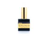 50ml spray bottle of Eau De Parfum placed elegantly on a white background. The bottle is sleek and black, with a polished gold cap. The label on the bottle is designed in gold and black, featuring Sifr Aromatics' logo and the perfume name 'By Any Other Name' The overall aesthetic is clean and sophisticated, highlighting the high-quality craftsmanship of the product